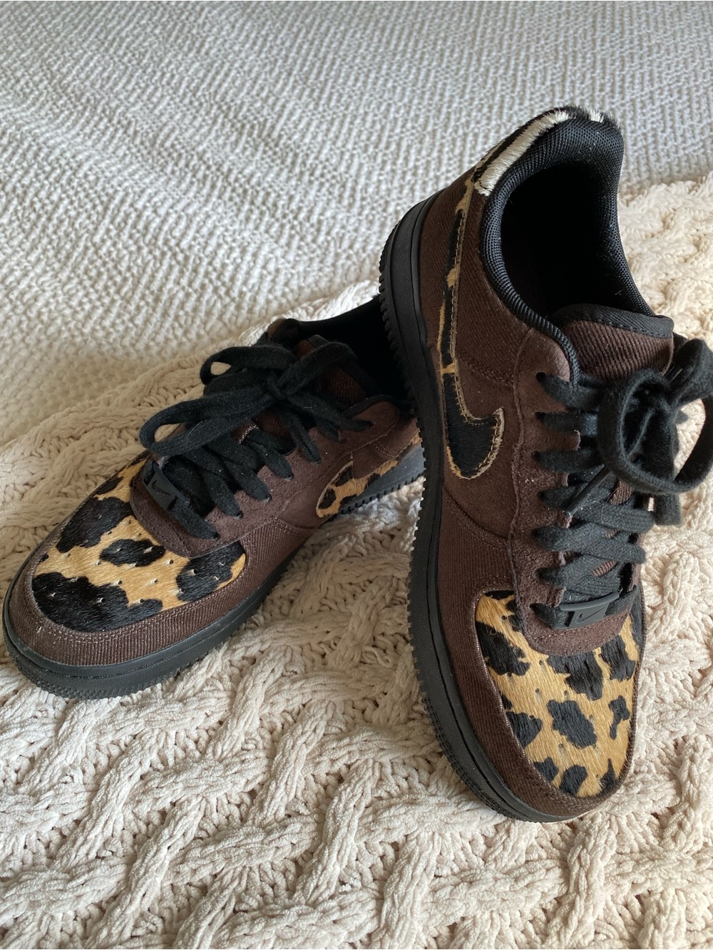 Nike Air Force 1 Brown and Black Leopard- Pony Sneakers